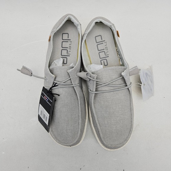Hey Dude Wendy Light Grey Chambray Slip On Loafers Women Size 10 NEW - Picture 12 of 13